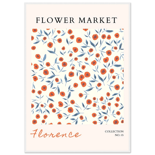 Florence Flower Market Orange Poppies Blue Leaves - Wall Art - Vibrantwalls