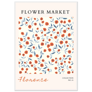 Florence Flower Market Art Print – Vibrant Orange Poppies & Blue Leaves | Framed & Ready-to-Hang Wall Art - Vibrantwalls