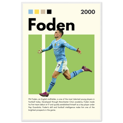 Phil Foden Manchester City Football Legend Poster 60x90 cm 24x36″ White frame Vibrantwalls