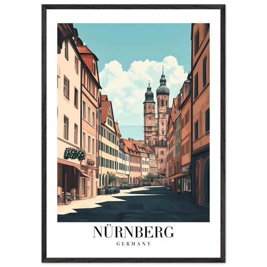 Nürnberg Germany Framed Poster – Vintage European Street Scene Wall Art with Wooden Frame - Vibrantwalls