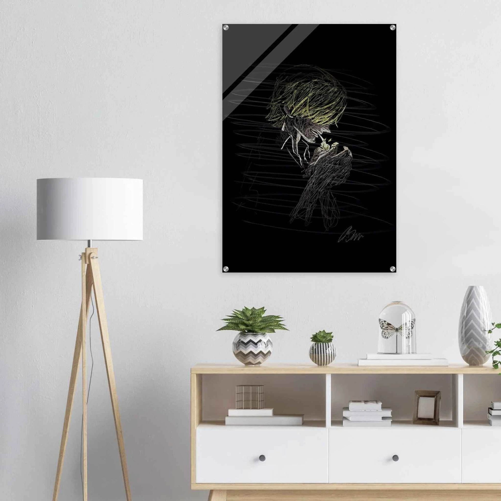 Manga Anime Wall Decor - Scribble Art Acrylic Print for Abstract Luminous Modern Home Aesthetics - Vibrantwalls