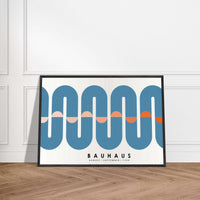 Bauhaus Style Blue Tunnel Movement Geometric Design Wall Art - Vibrantwalls