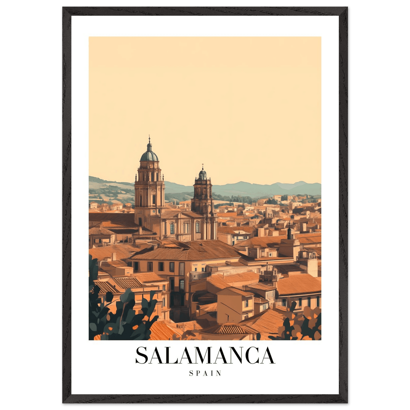 Salamanca Spain Framed Poster – Warm Hues Vintage Travel Wall Art with Wooden Frame - Vibrantwalls