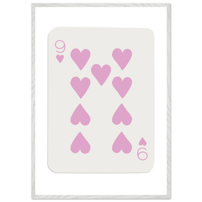 Nine of Hearts - Pink Poker Card Print - Mounted Framed Poster Art, Eco-Friendly Wood Frame - Vibrantwalls