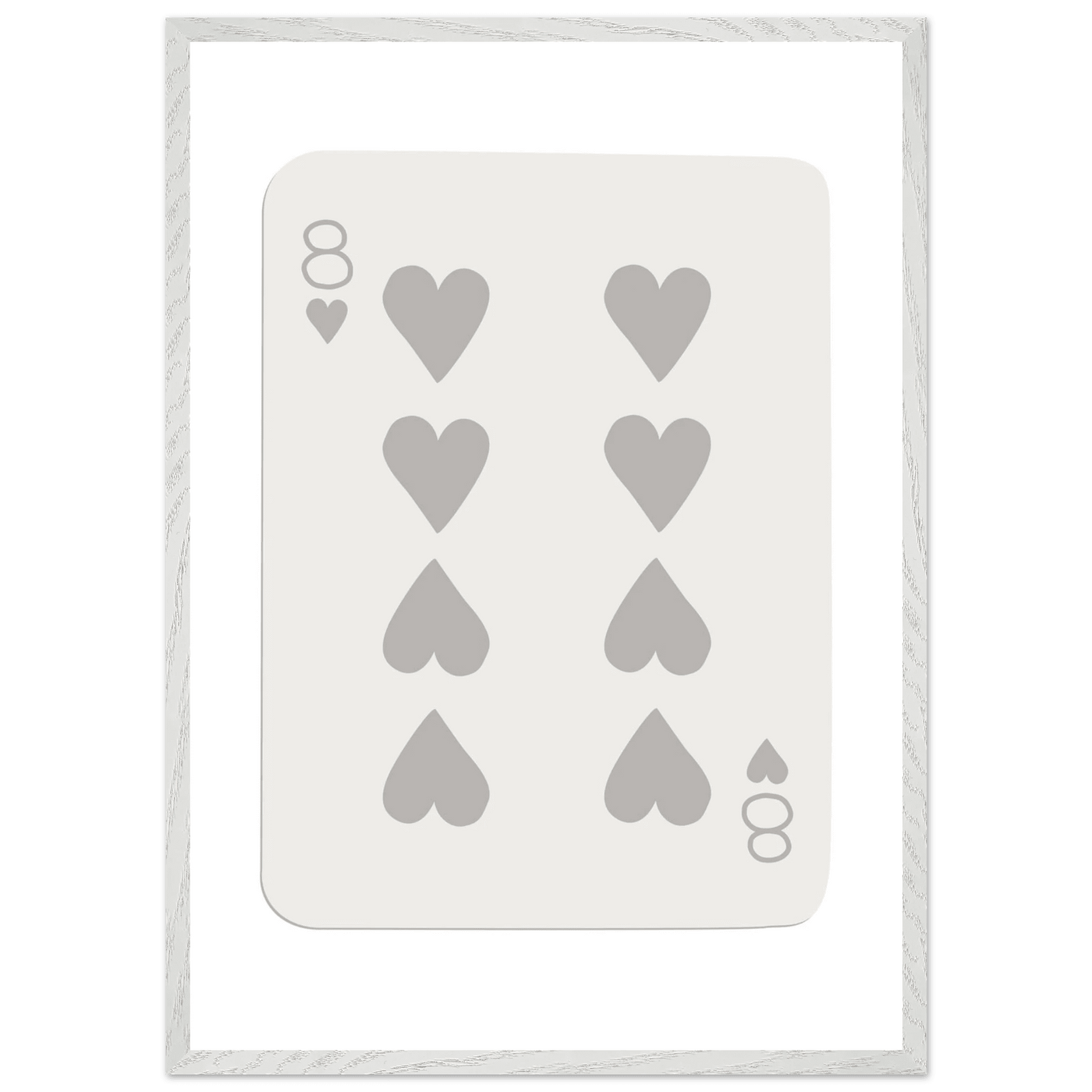 Minimalist Eight of Hearts Poker Card Print - Mounted Framed Eco-Friendly Wood Art - Vibrantwalls