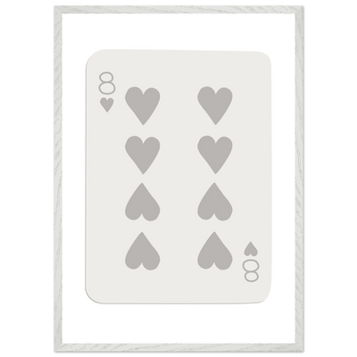 Minimalist Eight of Hearts Poker Card Print - Mounted Framed Eco-Friendly Wood Art - Vibrantwalls