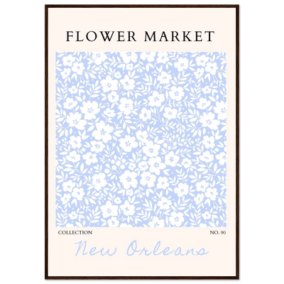 Flower Market New Orleans – Chic Periwinkle Floral Framed Poster | Ready-to-Hang Wall Art - Vibrantwalls