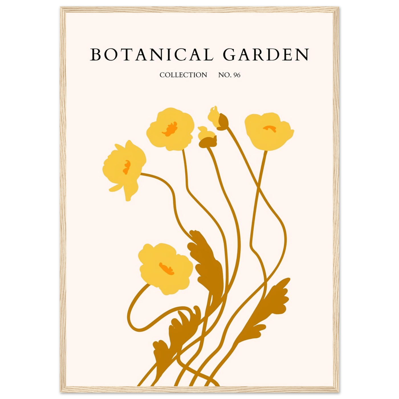 Botanical Garden Framed Art Print – Golden Poppies Abstract Wall Decor | Ready-to-Hang Nature Collection - Vibrantwalls