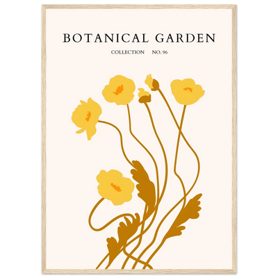 Botanical Garden Framed Art Print – Golden Poppies Abstract Wall Decor | Ready-to-Hang Nature Collection - Vibrantwalls