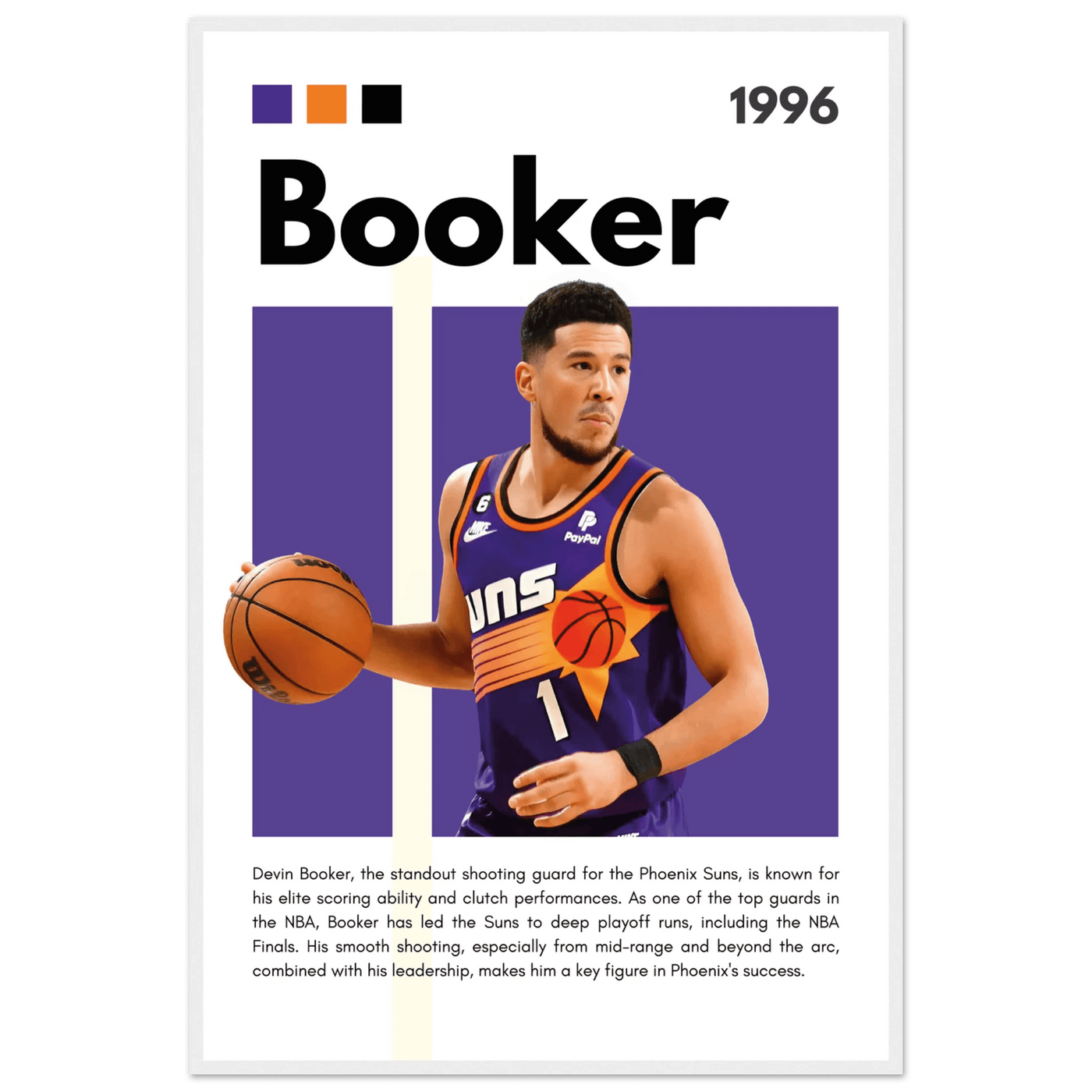 Devin Booker Phoenix Suns Modern Art Print - Vibrantwalls