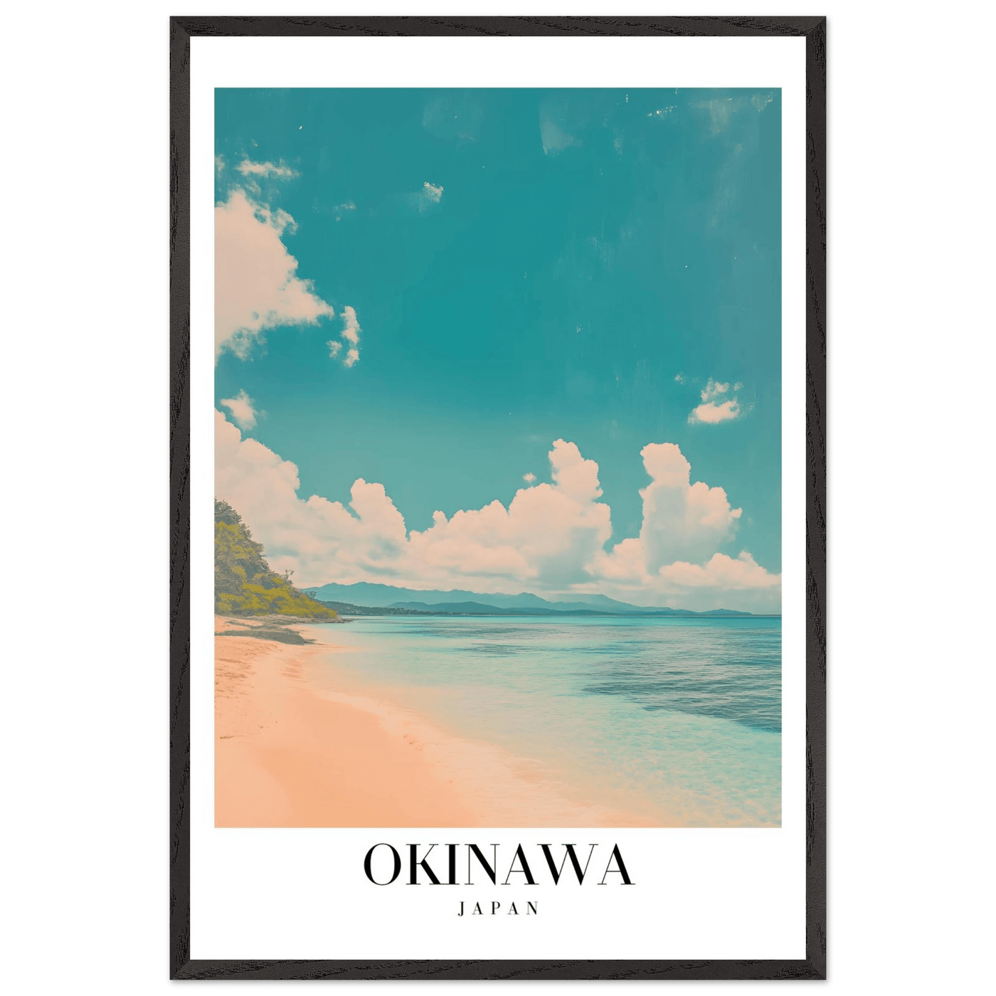 Okinawa Japan Framed Poster – Vintage Beach Travel Wall Art with Wooden Frame - Vibrantwalls