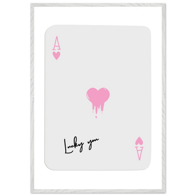 Lucky You - Ace of Hearts Drip Pink Print - Mounted Framed Poster Art with Eco-Friendly Wood Frame - Vibrantwalls