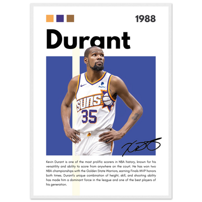 Kevin Durant Slim Reaper Suns Framed Poster 50x70 cm 20x28″ White frame Vibrantwalls