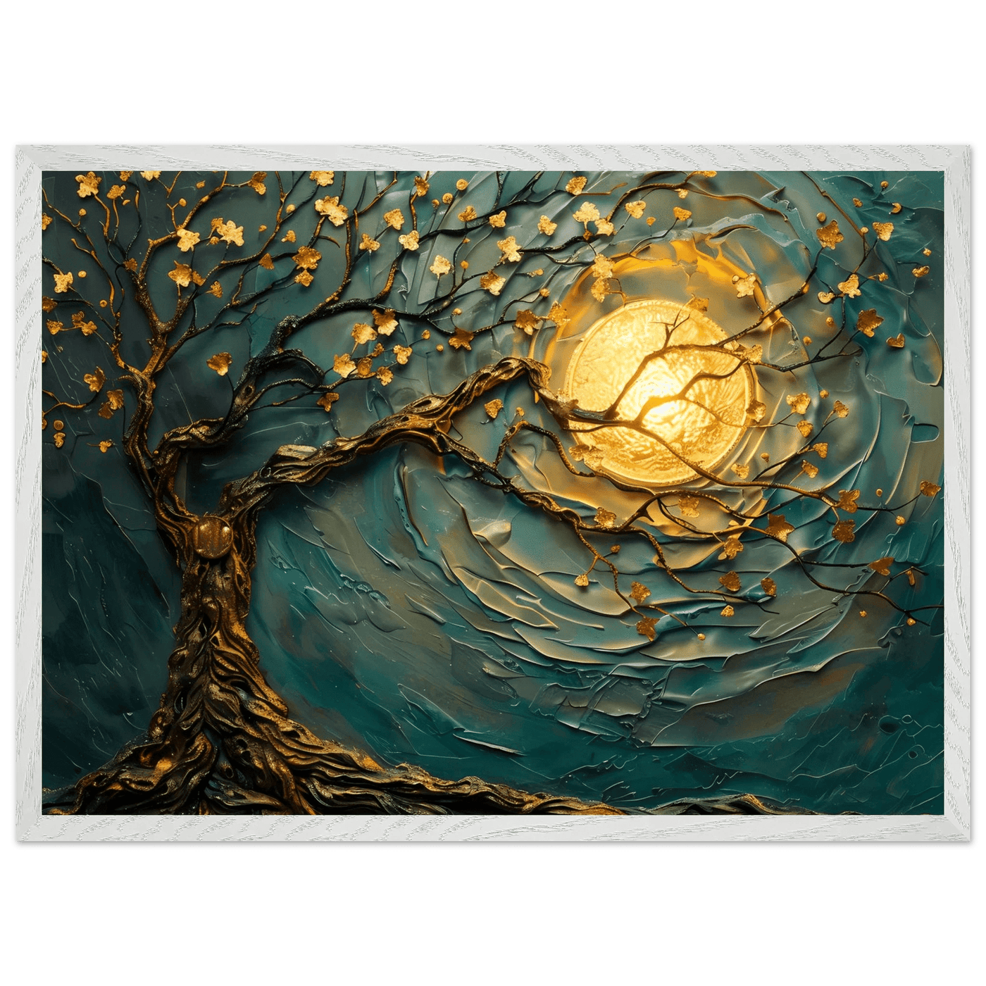 Teal Gold Tree of Life Pendant - Elegance in Nature's Design - Vibrantwalls
