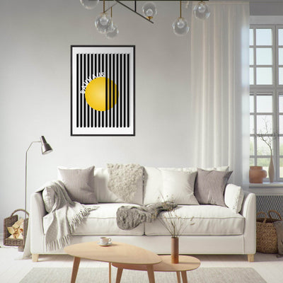 Bauhaus Yellow Circle Wall Art with Modern Stripes - Vibrantwalls