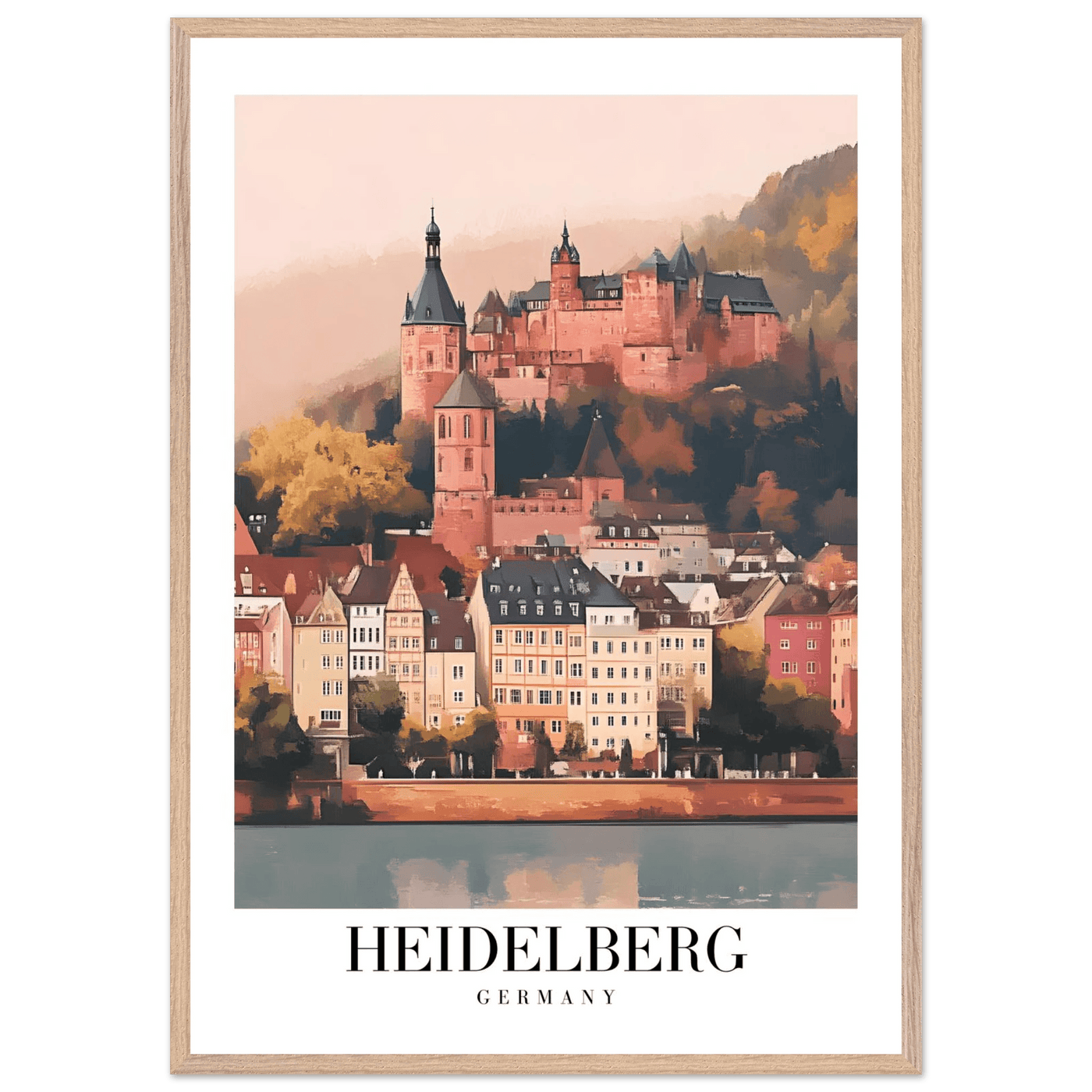 Heidelberg Germany Framed Poster – Vintage Travel Wall Art in Warm Autumn Hues - Vibrantwalls