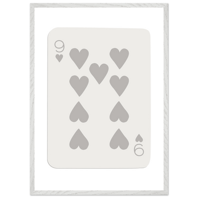 Minimalist Nine of Hearts Poker Card Print - Mounted Framed Wall Art, Eco-Friendly Wood Frame, Neutral Tones - Vibrantwalls