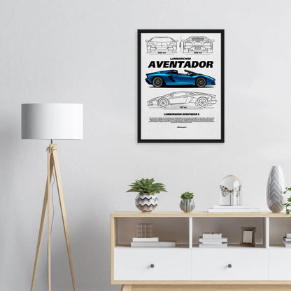 Aventador S Vintage Classic Car Canvas Poster - Wall Art - Vibrantwalls