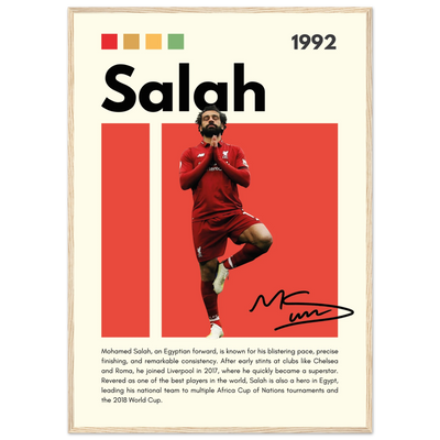 Mohamed Salah Liverpool FC Framed Poster – Iconic Yoga Pose Football Art Print A1 (59.4 x 84.1 cm) Wood frame Vibrantwalls