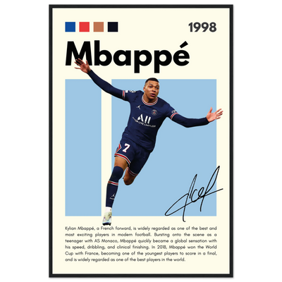 Kylian Mbappé PSG Soccer Framed Football Poster 60x90 cm 24x36″ Black frame Vibrantwalls