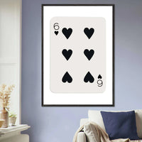 Six of Hearts Poker Card Print - Mounted Framed Poster Art, Eco-Friendly Wood Frame in Your Choice of Frame & Size - Vibrantwalls