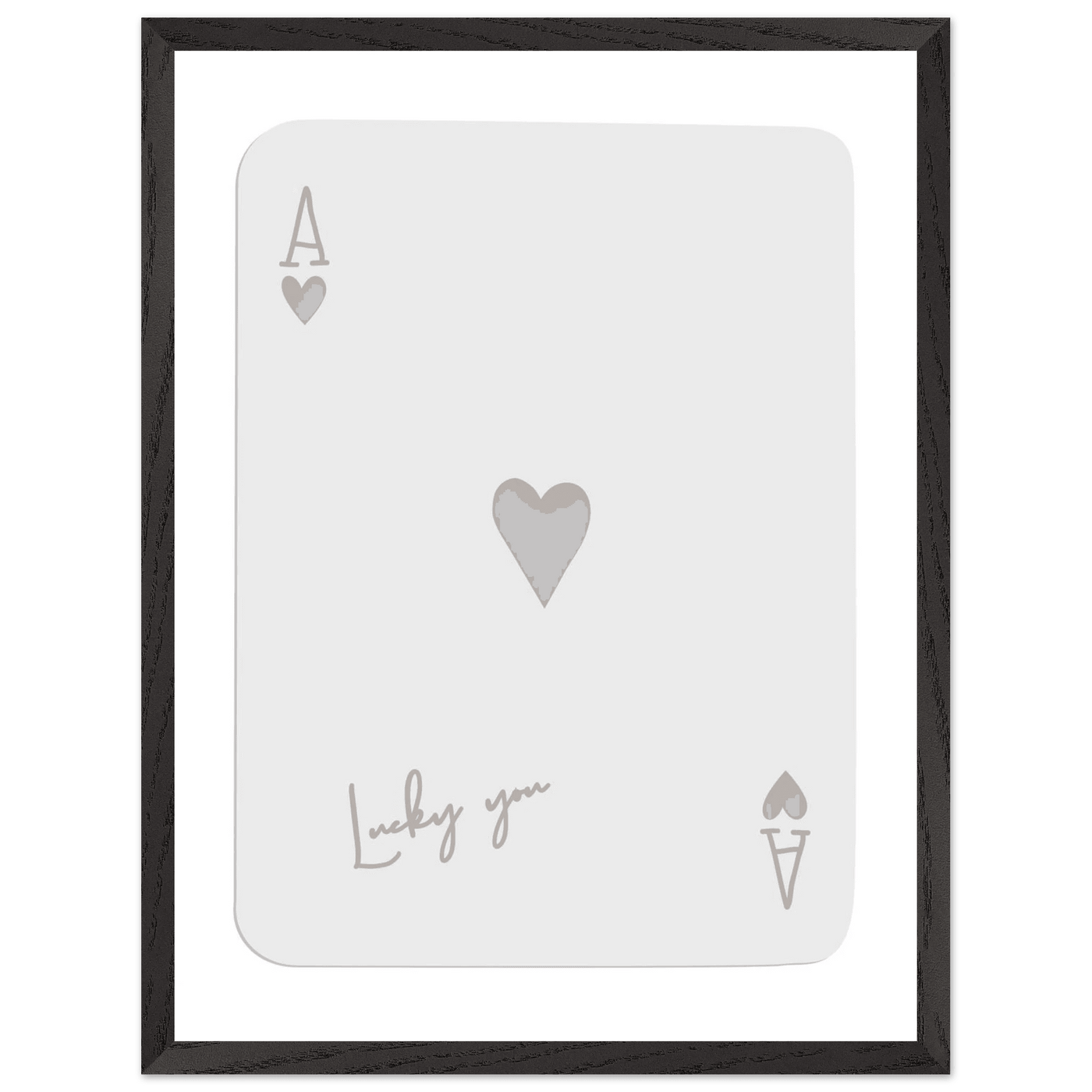 Minimalist Ace of Hearts Poker Card Print - Lucky You Wall Art, Eco-Friendly Wood Frame Poster - Vibrantwalls
