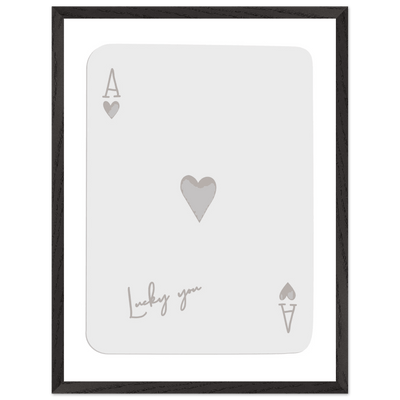 Minimalist Ace of Hearts Poker Card Print - Lucky You Wall Art, Eco-Friendly Wood Frame Poster - Vibrantwalls