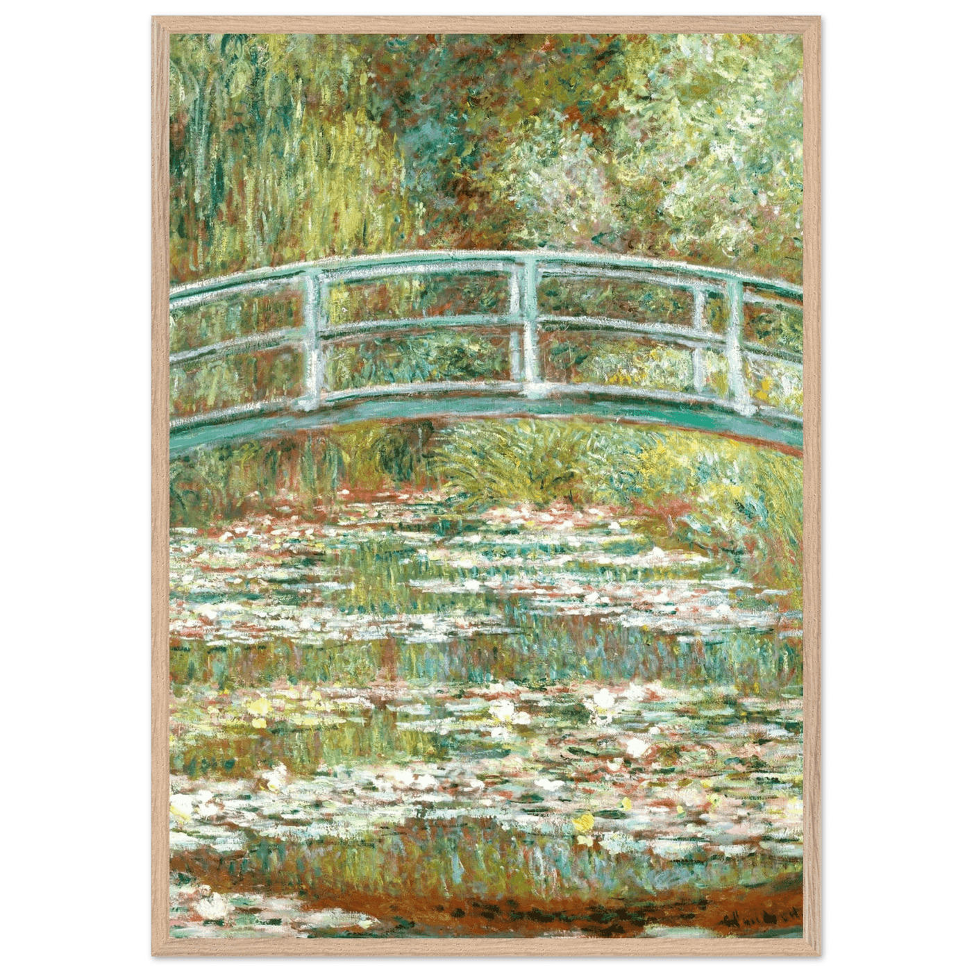 Bridge Over a Pond Art Print - Water Lilies Decorative Artwork for Your Space - Vibrantwalls