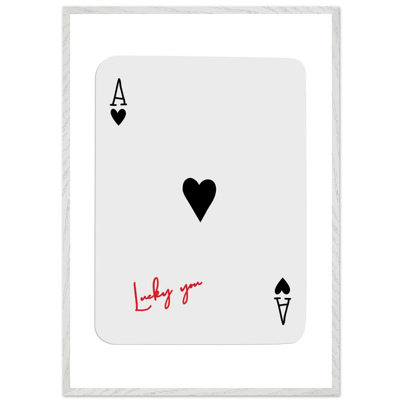Lucky Ace of Hearts Framed Poster - Modern Poker Card Art, Eco-Friendly Wood Frame in Your Choice of Style - Vibrantwalls