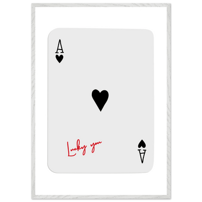 Lucky Ace of Hearts Framed Poster - Modern Poker Card Art, Eco-Friendly Wood Frame in Your Choice of Style - Vibrantwalls