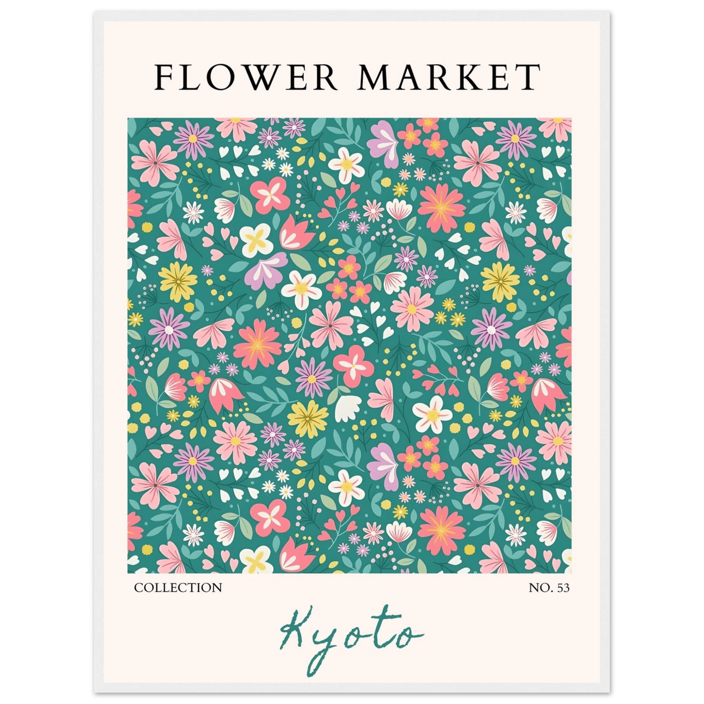 Kyoto Flower Market Framed Poster – Whimsical Floral Art Print for a Touch of Spring | Ready-to-Hang Decor - Vibrantwalls