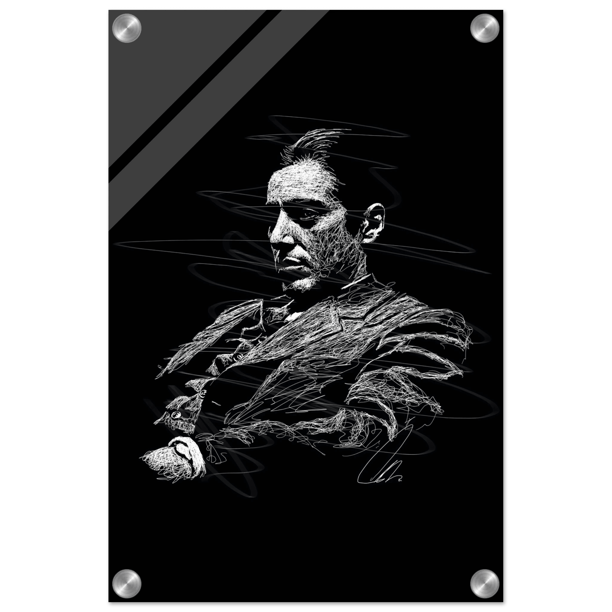 Al Pacino Scarface Sketch Art Acrylic Print – Iconic, Dynamic, Black & White Wall Decor - Vibrantwalls