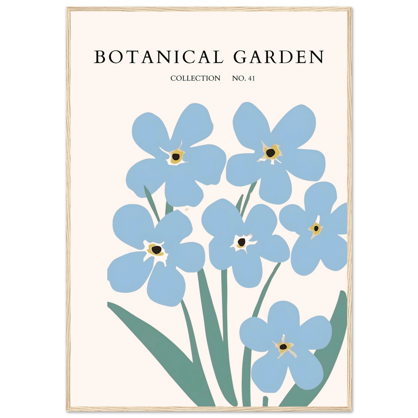 Botanical Garden Forget-Me-Nots Framed Poster - Soft Blue Floral Art Print | Ready-to-Hang Wall Decor - Vibrantwalls