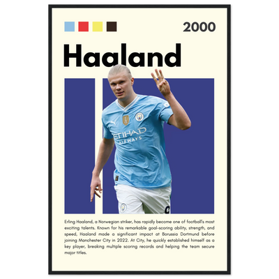 Erling Haaland Manchester City Framed Football Poster 60x90 cm 24x36″ Black frame Vibrantwalls