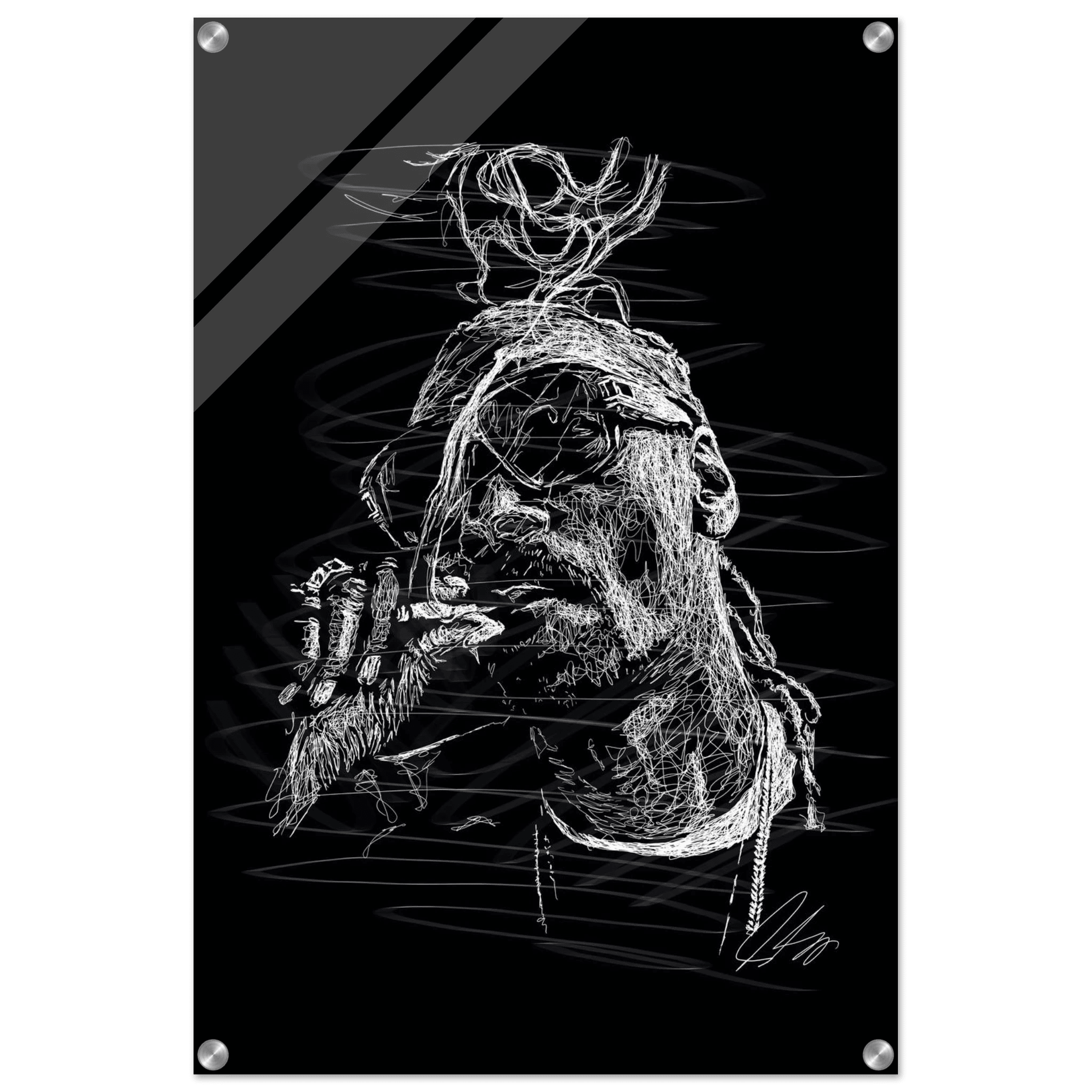 Snoop Dog Acrylic Print - Dynamic Black & White Scribble Art for Stylish Wall Decor - Vibrantwalls