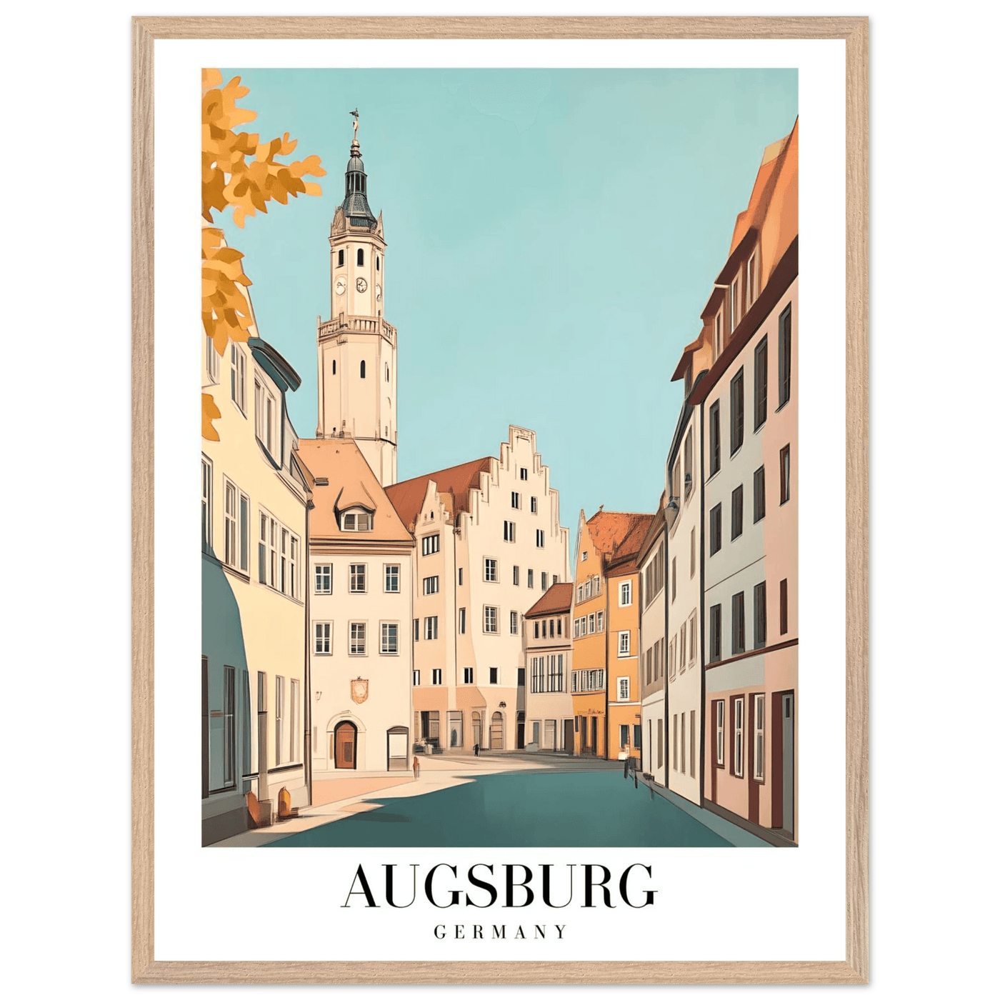 Augsburg Germany Framed Poster – Vintage European Cityscape Wall Art with Wooden Frame in Various Sizes - Vibrantwalls