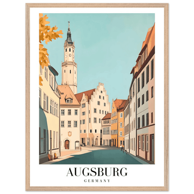 Augsburg Germany Framed Poster – Vintage European Cityscape Wall Art with Wooden Frame in Various Sizes - Vibrantwalls