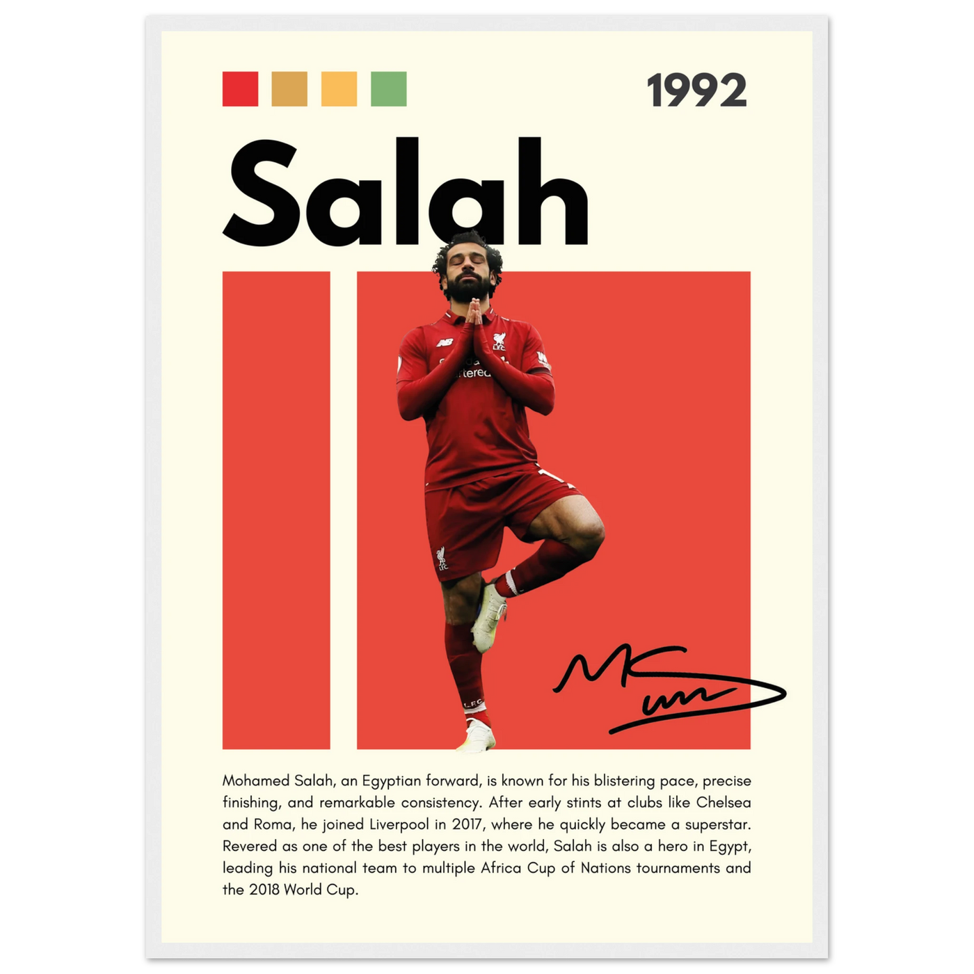 Mohamed Salah Liverpool FC Framed Poster – Iconic Yoga Pose Football Art Print 50x70 cm 20x28″ White frame Vibrantwalls