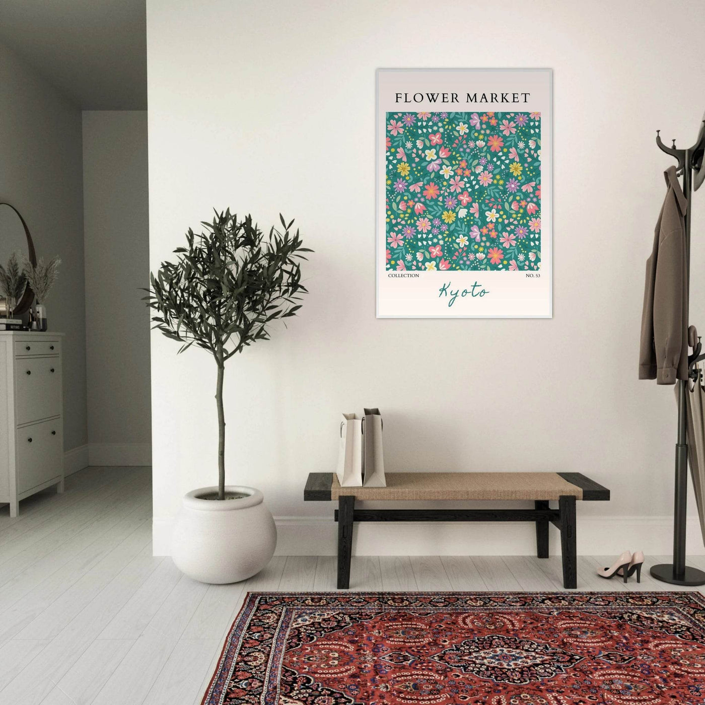 Kyoto Flower Market Framed Poster – Whimsical Floral Art Print for a Touch of Spring | Ready-to-Hang Decor - Vibrantwalls