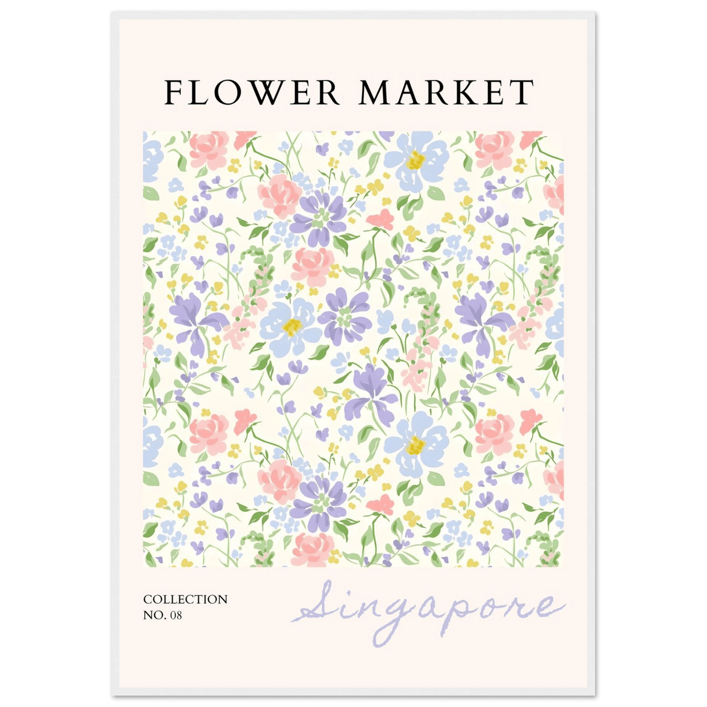 Singapore Flower Market Pastel Botanical Ready-to-Hang - Wall Art - Vibrantwalls