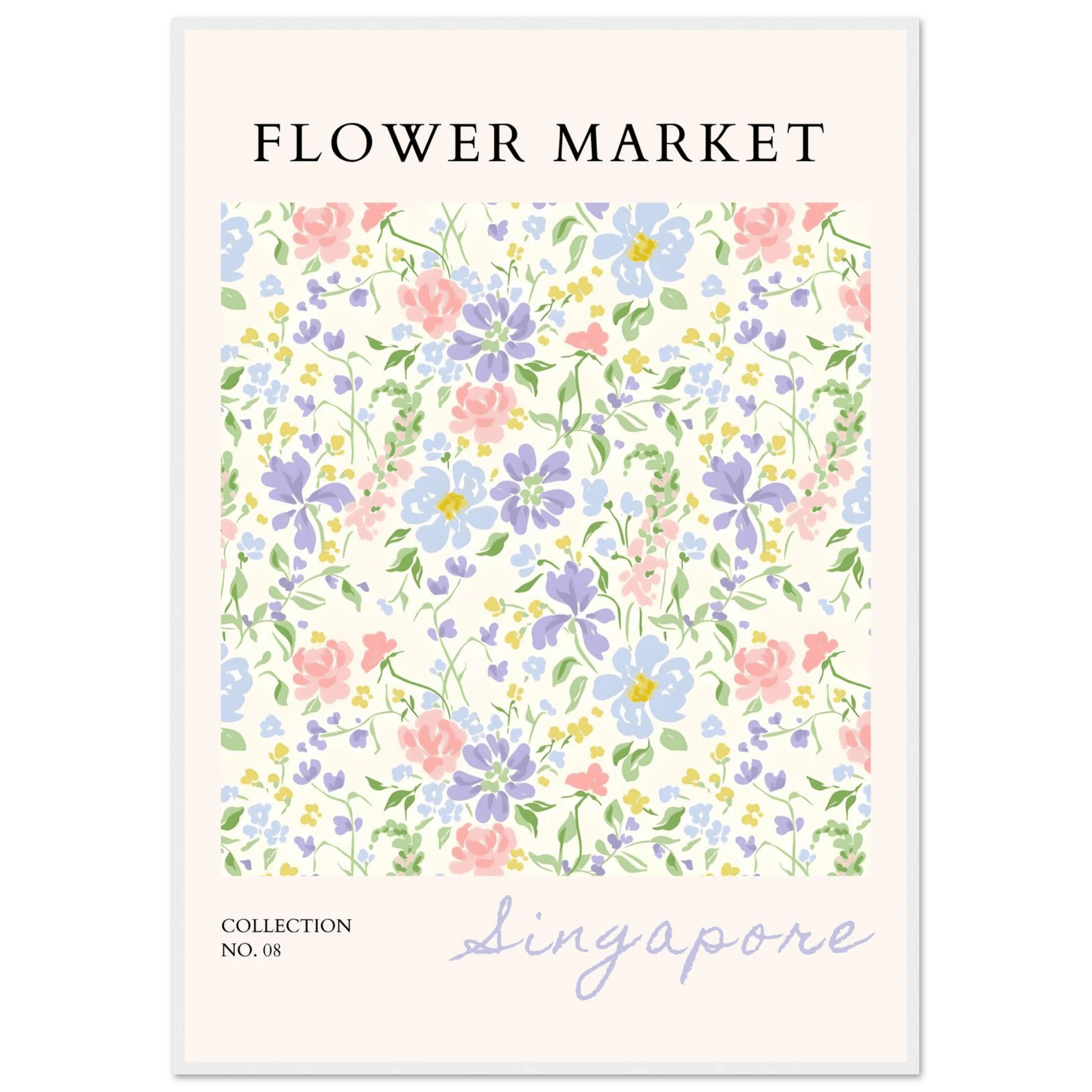 Singapore Flower Market Pastel Botanical Ready-to-Hang - Wall Art - Vibrantwalls