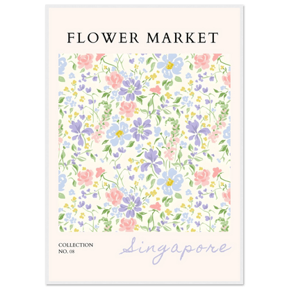 Singapore Flower Market Pastel Botanical Ready-to-Hang - Wall Art - Vibrantwalls