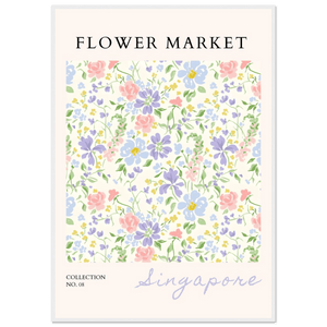 Flower Market Singapore Framed Poster – Pastel Botanical Art Print | Ready-to-Hang Floral Decor - Vibrantwalls