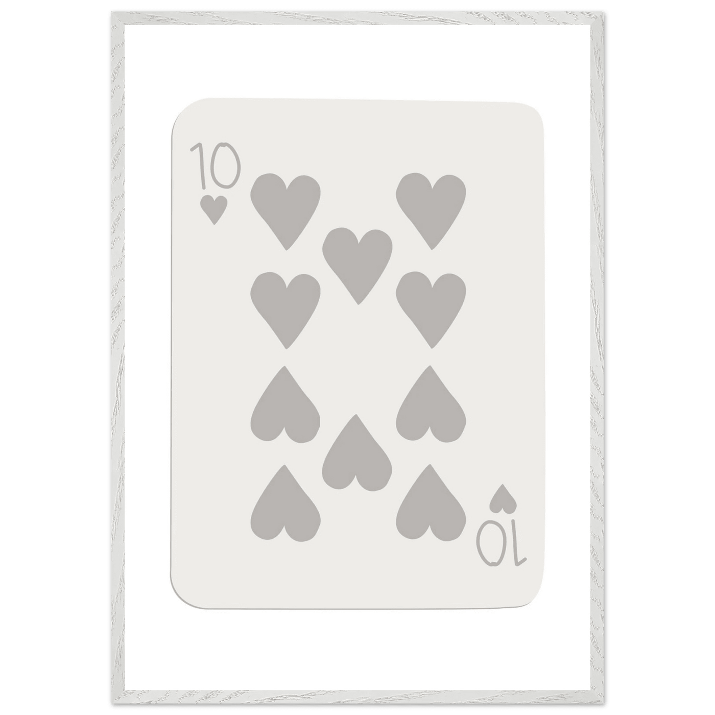 Minimalist Ten of Hearts Playing Card Print - Framed Poster Art, Eco-Friendly Wood Frame in Your Choice of Size & Finish - Vibrantwalls