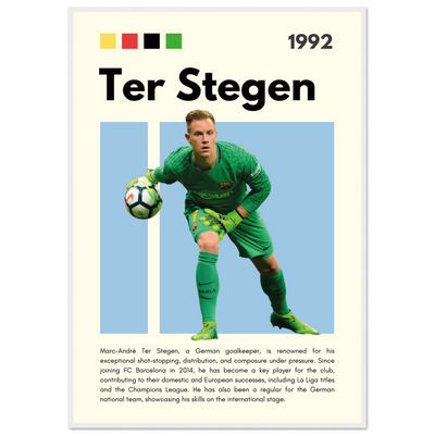 Marc-André Ter Stegen FC Barcelona Goalkeeper Framed Poster – Minimalist Football Art Print 70x100 cm 28x40″ White frame Vibrantwalls