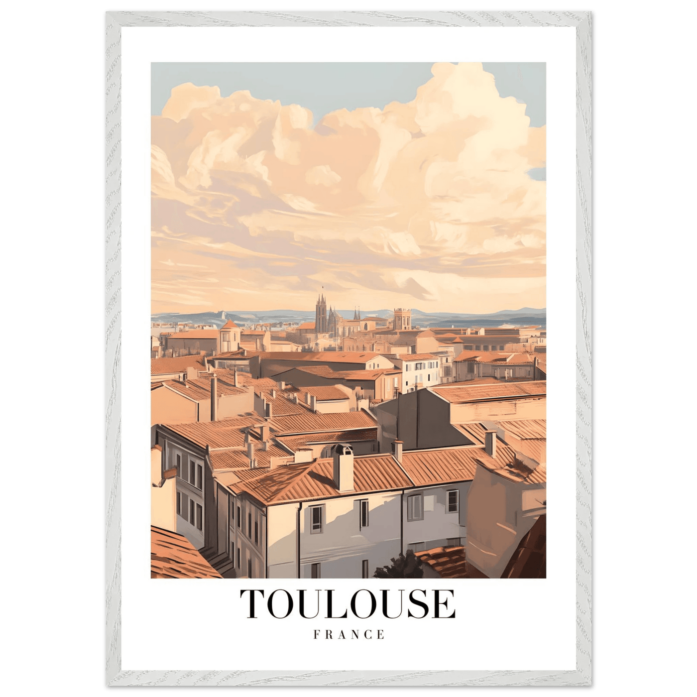 Toulouse France Framed Poster – Vintage Sunset Cityscape Wall Art with Wooden Frame - Vibrantwalls