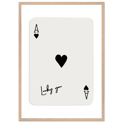 Lucky Ace of Hearts Framed Poster Art - Playful Poker Card Print in Eco-Friendly Wood Frame - Vibrantwalls