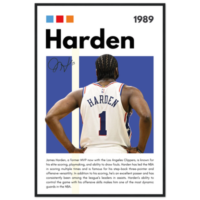 James Harden The Beard Clippers Framed Poster 60x90 cm 24x36″ Black frame Vibrantwalls