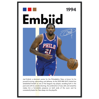 Joel Embiid The Process 76ers Framed Poster 60x90 cm 24x36″ Black frame Vibrantwalls