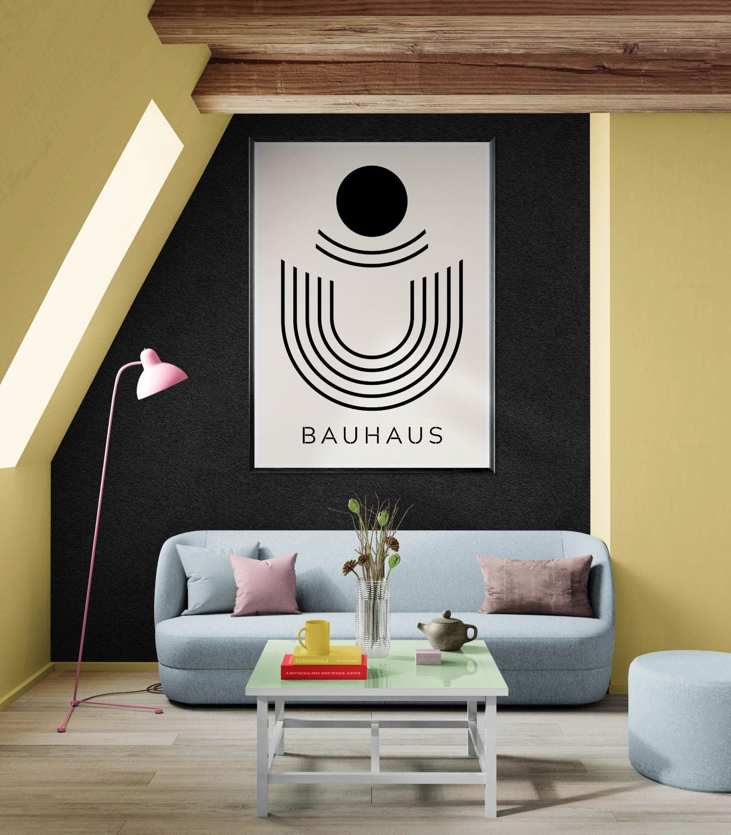 Bauhaus Black Beige Geometric Movement Style Design Wall Art - Vibrantwalls